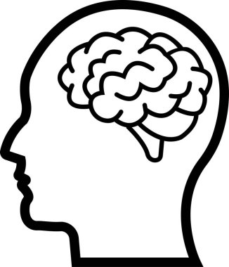 Üst görüntüde monokrom oyma beyni beyaz arkaplanda izole edildi