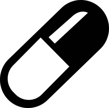 İlaç kapsülü simgesi. çizgi ve kabartma versiyonu, özet ve vektör işareti. Doğrusal tıbbi haplar ve tam bir resim. Sembol, logo