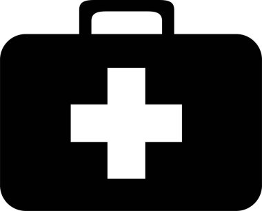 İlk yardım kutusu simgesi, tıbbi evrak çantası ikonu vektörü izole edildi