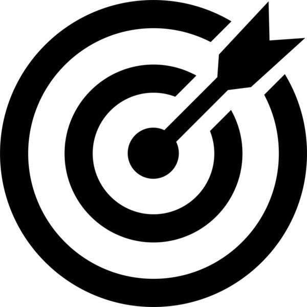 Target (bullseye) with arrow line art icon for apps and websites