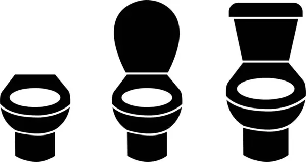 Bathroom Toilet Icons Set Different Style Vector Collection Black Toilet — Stock Vector