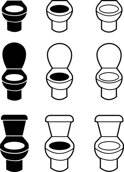 不同风格的厕所图标设置在不同风格的矢量上 以填充型 轮廓型 线条型和笔划型设计的黑色厕所矢量图标的集合可用于Web Mobile — 图库矢量图片