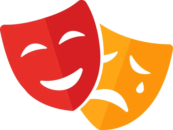 Tiyatro maskesi vektör simgesi. Tiyatro, tiyatro maskesi işaretleri. Maskeli balo maskesi. Komedi ve trajedi maskesi sembolleri... renkli vektörler.