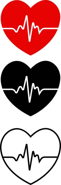 Puls Srdce Červené Bílé Barvy Srdeční Tep Kardiogram Krásná Zdravotní — Stockový vektor
