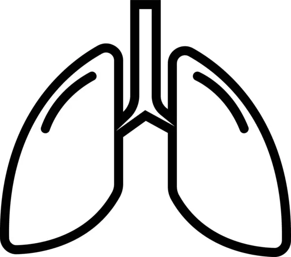Lungs Flat Line Icon Vector Thin Pictogram Human Internal Organ — Stock Vector