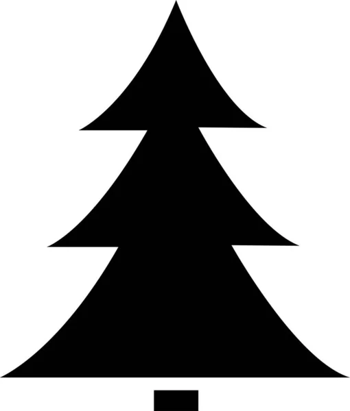 Весела Різдвяна Ікона Білому Тлі Різдвяна Ялинка Чорний Вектор Плоскому — стоковий вектор