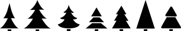 Beyaz Arka Planda Mutlu Noel Ağaçları Simgesi Düz Çizgi Film — Stok Vektör