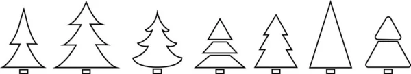Árvores Natal Feliz Ícone Definido Fundo Branco Coleção Árvores Natal —  Vetores de Stock
