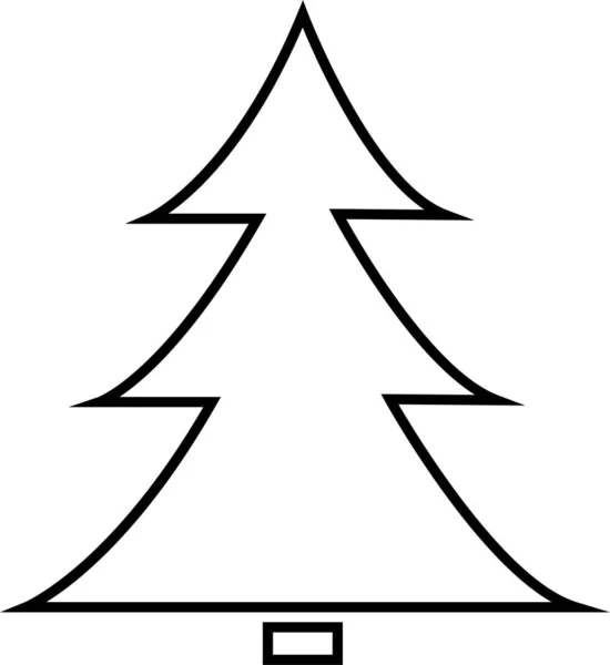 Весела Різдвяна Ікона Білому Тлі Різдвяна Ялинка Чорний Лінійний Вектор — стоковий вектор