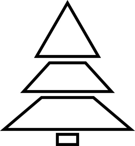 白色背景的圣诞树图标 圣诞树黑色线形矢量呈扁平型 圣诞快乐 新年快乐 节日快乐的文字和标志 — 图库矢量图片