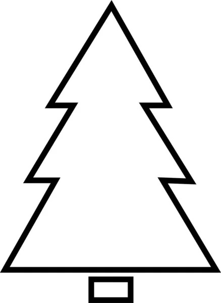 Vrolijk Kerstboom Pictogram Witte Achtergrond Kerstboom Zwarte Lineaire Vector Platte — Stockvector