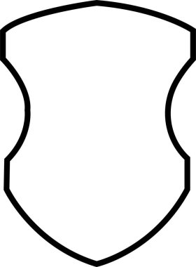 Kalkanlar siyah doğrusal simge. Güvenlik kalkanı simgesi işaretleri. Güvenlik ve koruma vektörü konsepti için tasarım elemanları. Sembol, beyaz arkaplanda izole edilmiş katı resim grafiği.