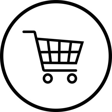 Alışveriş arabası ikonu, düz tasarım. Beyaz arka planda izole edilmiş. Çevrimiçi depolama için çeşitli sepet simgelerinden çeşitli biçimlerde web simgesi koleksiyonu.