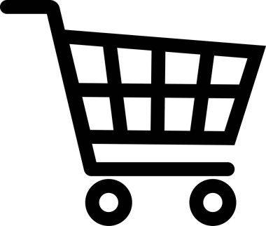 Alışveriş arabası ikonu, düz tasarım. Beyaz arka planda izole edilmiş. Çevrimiçi depolama için çeşitli sepet simgelerinden çeşitli biçimlerde web simgesi koleksiyonu.