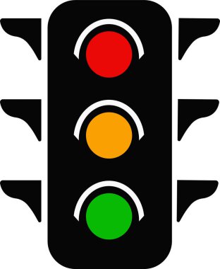 Trafik ışıkları. Düz sinyal simgesi. Semaphore tasarım Vektörü. Uygulamalar ve web siteleri için kırmızı, sarı ve yeşil renkli ışık sinyali ve doğrusal simge koleksiyonu.