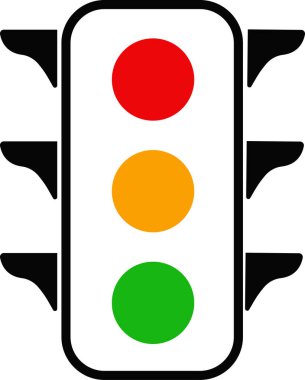 Trafik ışığı sinyal çizgisi simgesi, taslak vektör işareti, beyaz üzerine izole edilmiş doğrusal resim. Sembol,. Düzenlenebilir felç. Kırmızı, sarı ve yeşil renkli trafik kontrol ışığı koleksiyonu