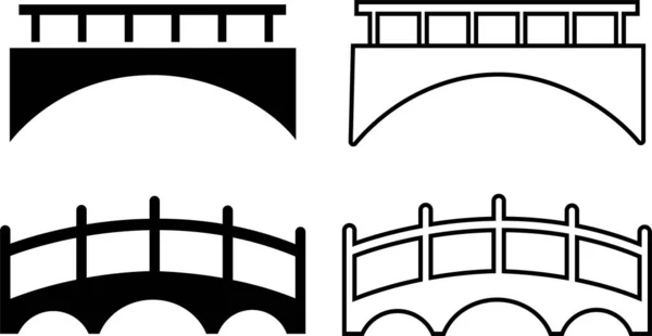 Jembatan Ikon Berbagai Jembatan Baris Dan Rata Diset Dengan Coretan - Stok Vektor