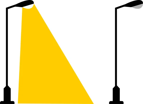 Czarna Elektryczna Latarnia Uliczna Oświetlenie Biegun Żółte Światło Rozbity Latarnia — Wektor stockowy