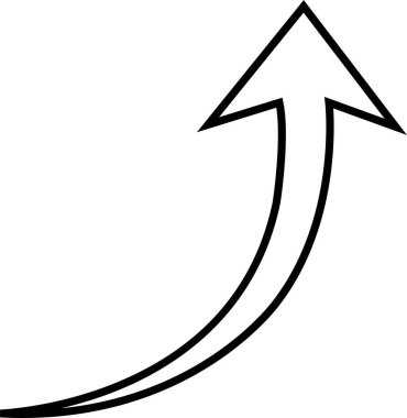 Siyah Ok simgesi şeffaf arkaplanda izole edildi. İş planı vektörü için ok tasarımı taslağı. Satır düzenlenebilir vuruş oku web sitesi ve uygulama için yön eğriliği işaretini gösterdi.