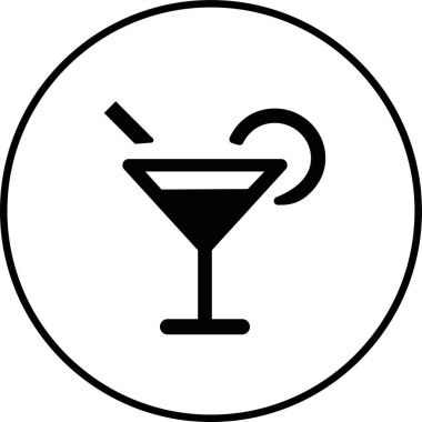 Bar kokteyli ikonu siyah beyaz alkolik daiquiri içiyor, eski moda, sehpa camı çizili vintage tarzı veya düz. Şeffaf arkaplanda izole