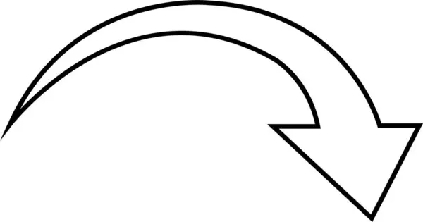 透明な背景に隔離されたブラックアローアイコン ビジネスプランベクトルのためのスケッチアローデザイン ライン編集可能なストローク矢印は ウェブサイトとアプリの方向曲線サインを示しました — ストックベクタ