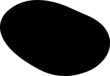 Düz siyah vektör şeklinde leke. Rastgele soyut sıvı doldurulmuş simge, şeffaf arkaplanda izole edilmiş soyut organik element. Çakıl taşı, damla ve kütle silueti. Basit yuvarlak şekil.