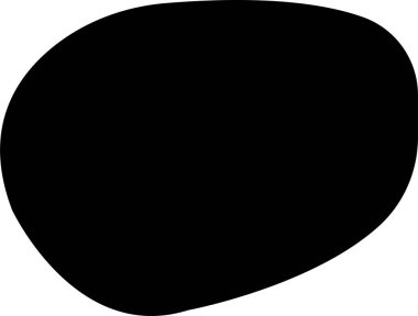 Düz siyah vektör şeklinde leke. Rastgele soyut sıvı doldurulmuş simge, şeffaf arkaplanda izole edilmiş soyut organik element. Çakıl taşı, damla ve kütle silueti. Basit yuvarlak şekil.