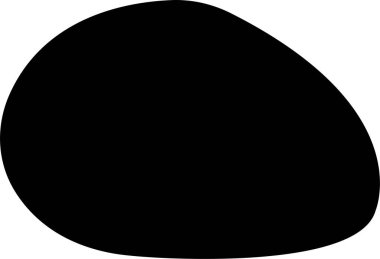 Düz siyah vektör şeklinde leke. Rastgele soyut sıvı doldurulmuş simge, şeffaf arkaplanda izole edilmiş soyut organik element. Çakıl taşı, damla ve kütle silueti. Basit yuvarlak şekil.