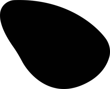 Düz siyah vektör şeklinde leke. Rastgele soyut sıvı doldurulmuş simge, şeffaf arkaplanda izole edilmiş soyut organik element. Çakıl taşı, damla ve kütle silueti. Basit yuvarlak şekil.