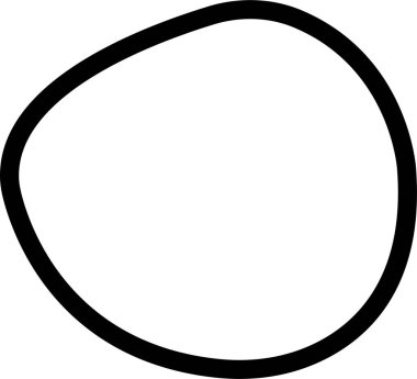 Siyah vektör çizgisi şeklinde leke. Rastgele soyut sıvı doğrusal simge, şeffaf arkaplanda izole edilmiş soyut organik element. Çakıl taşı, damla ve kütle silueti. Basit taslak yuvarlak şekil.