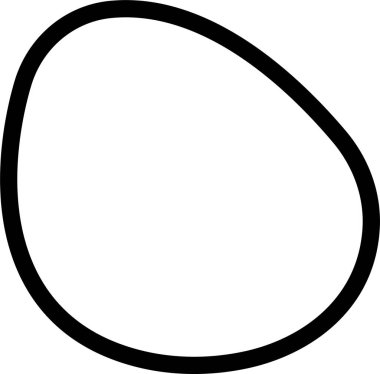 Siyah vektör çizgisi şeklinde leke. Rastgele soyut sıvı doğrusal simge, şeffaf arkaplanda izole edilmiş soyut organik element. Çakıl taşı, damla ve kütle silueti. Basit taslak yuvarlak şekil.