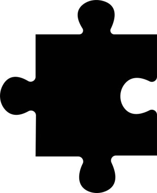 Siyah yapboz simgesi şeffaf arkaplanda izole edildi. Vektör kare sunumu tamamlanmamış yapboz. İş istatistikleri için soyut bilgi açıklayıcı metin alanı.