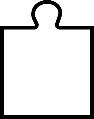 Siyah yapboz simgesi şeffaf arkaplanda izole edildi. Vektör kare sunumu düzenlenebilir ince çizgi. İş istatistikleri için soyut bilgi açıklayıcı metin alanı.