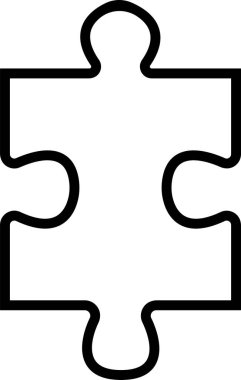 Siyah yapboz simgesi şeffaf arkaplanda izole edildi. Vektör kare sunumu düzenlenebilir ince çizgi. İş istatistikleri için soyut bilgi açıklayıcı metin alanı.