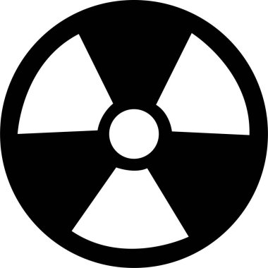 Radyoaktif vektör siyah simge düz veya ana hatlı radyasyon uyarı sembolü. Şeffaf arka plan. Radyasyon, ürün işareti ve enkaz. Kurumsal materyal katalogları için ideal.