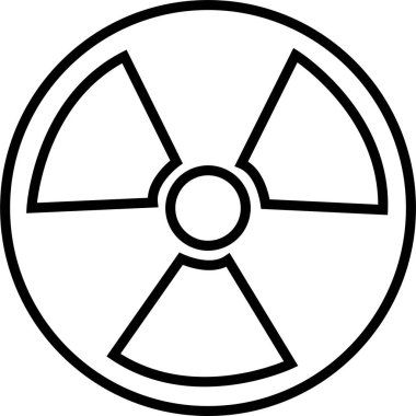 Radyoaktif vektör siyah ikon çizgi radyasyon uyarı sembolü. Şeffaf arka plan. Radyasyon, ürün işareti ve enkaz. Kurumsal materyal katalogları için ideal.