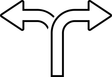 Sol ve sağ seçenek siyah oklar. Zıt yönler, Diverjans, İleri, Geri beyazda izole. İş veya ulaşım Arayüzü koleksiyonu simgeleri ağ veya logo için sembol kullanımı.