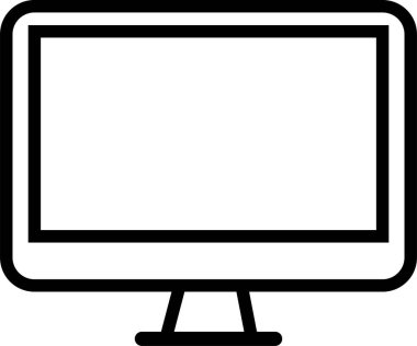 Bilgisayar monitörü simgesi. Satır, kabartma ve doldurulmuş taslak sürümü, Monitor PC, beyaz arkaplanda izole edilmiş düz ekran biçimi, web tasarımı ve uygulaması için şık koleksiyon vektörü.