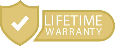 Düz afiş etiketi ömür boyu garanti simgesi. Tasarım elemanı için ömür boyu garanti işareti vektörü izole edildi. Pazarlama ve mühürleme için en iyi ömür boyu garanti pulu koleksiyonu.