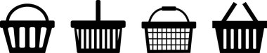 Alışveriş sepeti simgesi beyaz arka planda izole edildi. Market, web şablonu ve uygulaması için basit düz stil. Dükkan, araba, çanta, mağaza, çevrimiçi, satın alma, perakende, vektör tasarımı .