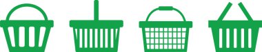Alışveriş sepeti renkli simge seti beyaz arkaplanda izole edildi. Market, web şablonu ve uygulaması için basit düz stil. Dükkan, araba, çanta, mağaza, çevrimiçi, satın alma, perakende, vektör tasarımı .