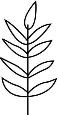 Ağaç dalı simgesi. Dekorasyon, yabani ve bahçe bitkileri, dallar ve yapraklar için sanat tarzında el çizimi asgari düzeyde siyah bir element. Logo, dövme, düğün davetiyesi için taslak vektörü.
