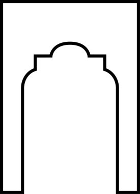 Arapça pencere ve kapı simgesi. Geleneksel ve kültürel vektör beyaz arka planda izole edildi. Doğu tarzında desenlerin toplanması. Ramazan Kareem için İslami Müslüman tasarımı çerçeveleri.