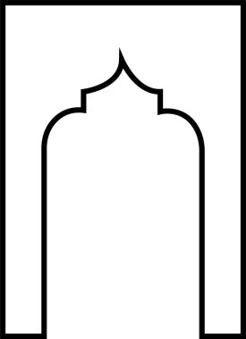 Arapça pencere ve kapı simgesi. Geleneksel ve kültürel vektör beyaz arka planda izole edildi. Doğu tarzında desenlerin toplanması. Ramazan Kareem için İslami Müslüman tasarımı çerçeveleri.