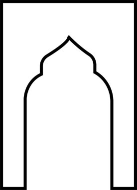 Arapça pencere ve kapı simgesi. Geleneksel ve kültürel vektör beyaz arka planda izole edildi. Doğu tarzında desenlerin toplanması. Ramazan Kareem için İslami Müslüman tasarımı çerçeveleri.