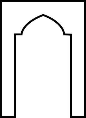 Arapça pencere ve kapı simgesi. Geleneksel ve kültürel vektör beyaz arka planda izole edildi. Doğu tarzında desenlerin toplanması. Ramazan Kareem için İslami Müslüman tasarımı çerçeveleri.