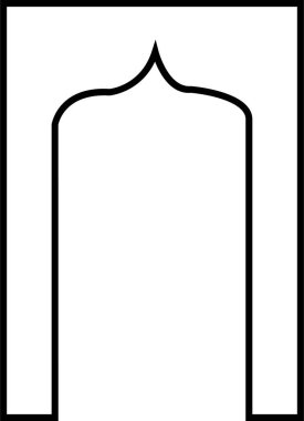 Arapça pencere ve kapı simgesi. Geleneksel ve kültürel vektör beyaz arka planda izole edildi. Doğu tarzında desenlerin toplanması. Ramazan Kareem için İslami Müslüman tasarımı çerçeveleri.