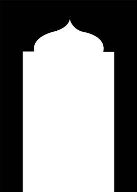 Arapça pencere ve kapı simgesi. Geleneksel ve kültürel vektör beyaz arka planda izole edildi. Doğu tarzında desenlerin toplanması. Ramazan Kareem için İslami Müslüman tasarımı çerçeveleri.