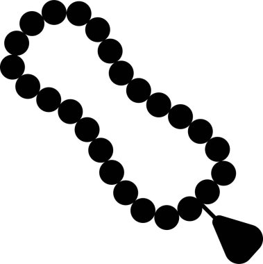 İslami tasbih siyah düz simge. Tasbeeh müslüman tasbih koleksiyonu övgü, dua, islami boncuklar, dua boncukları, ramazan sade, beyaz arka planda izole edilmiş, sade vektör deseni.