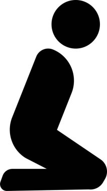 Müslüman dua odası vektör ikonu. Müslüman dua eden Namaz, İslami Namazan Ramazan Parçacık Vektörü düz sembolü beyaz arka planda izole edildi. Mobil uygulama ve web sitesi için koleksiyon kullanımı.